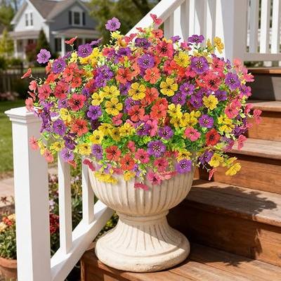 Homsunny Artificial Flowers for Outdoors, 12 PCS Silk Fake Flower Spring Outdoor Decoration, UV Resistant No Fade Fake Plants for Home Planter Front Porch Garden Patio Yard Decor