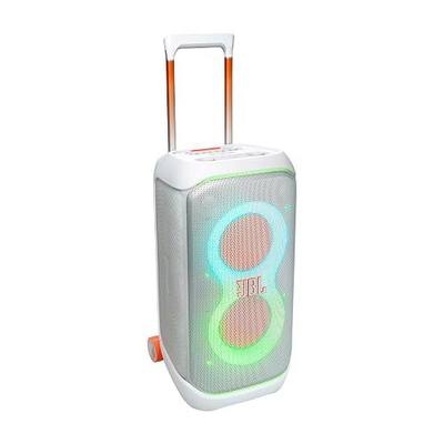 JBL PartyBox Stage 320 - Portable Speaker with Telescopic Handle & Wide, Sturdy Wheels, Powerful JBL Pro Sound, Futuristic lightshow, Up to 18 Hours of Play time, Splash Proof (White) (Renewed)