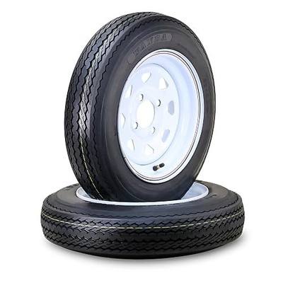 WANDA Trailer Tire Wheel Assembly 4.80-12 6-Ply C 79M 4 Lug on 4" PCD White Spoke Rim,SET 2
