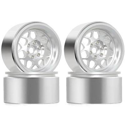 REDSPIDER 2.2 Beadlock Wheels(4PCS) Aluminum 2.2 Wheels for 1/10 RC Rock Crawler Car Axial Wraith RR10 SCX10 II III 90046 TRX4 TRX6 YETI D90 CC01 RC Crawler Car Upgrade Parts (Silvery)
