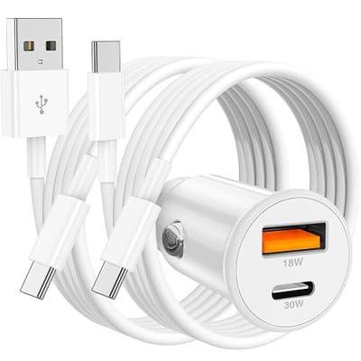 48W USB C Car Charger for iPhone 17 16 15 Pro Max, 48W Dual Port USB-C & USB-A Car Fast Charging Adapter, 2X3FT C to C Cable & A to C Carplay Cable for iPhone 17 16 15 Series/iPhone Air, iPad, Samsung