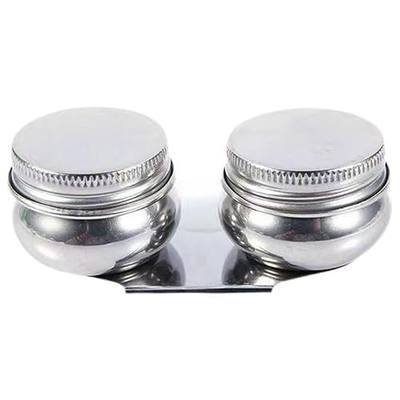 Double Dipper Palette Cup, Stainless Steel Oil Painting Pot Container with Screw Lid and Clip, Palettes Container Cup for Acrylic or Oil Paint, Can Clip on Palette