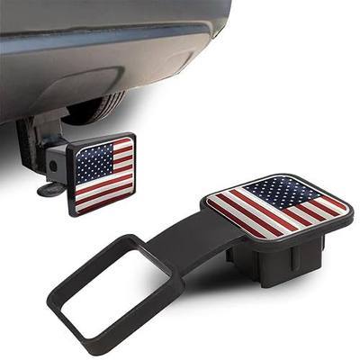 Trailer Hitch Cover, 2 Inch Trailer Hook Dust-Proof Plug, Square Mouth Protection Cover with American Flag, Tow Hitch Covers Plug Insert Receiver Tube Cover Cap (Red)