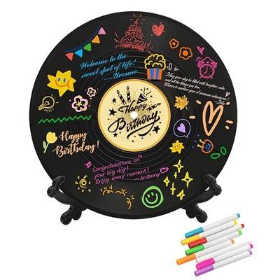 Vinyl Record Happy Birthday Decorations Guest Book Alternatives ,Feliz Cumpleaños Decoracion Party Supplies Favors Sign Poster,Large Birthday Card Great Gift for Men Women(Birthday)