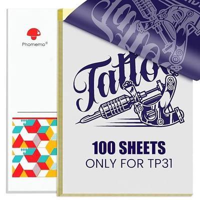 Phomemo TP31 Tattoo Transfer Paper, 100 Sheets, Size 3.15" x 5.24" | Tattoo Stencil Paper for Personal & Studio Use, DIY Tattoo Tracing Paper, For TP31/TP32/3-Inch Tattoo Printer