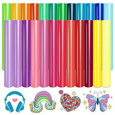 Tintnut Bright Color Heat Transfer Vinyl, 24 Sheets 12×10in Iron on Vinyl | Vibrant bright PU HTV sheets,easy cut & weed,stretch washable,works with iron & heat press for handmade crafts