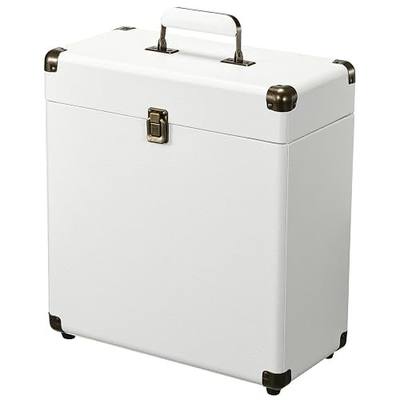 Costravio Vinyl Record Storage Record Holder Display Box Album Storage Moving Boxes Holds 30+ Valuable Records 7/10/12 Inch Record Crates Vinyl Organizer for Journey White