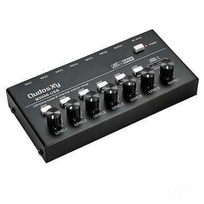 Audio Recording Mixer, 6-Channel Stereo Line Mixer for Sub-Mixing, Microphone Independent Control, 1/4" TRS Input/Output for Guitars, Bass, Keyboards