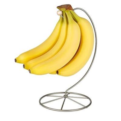 Homeries Banana Holder Modern Rack Hanger Tree Stand Hook for Kitchen Countertop. Satin Nickel Banana Holder Keeper Stand (Satin Nickel New)