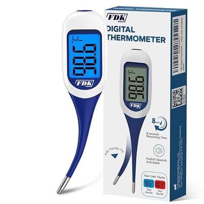 FDK Large LCD Screen Digital Thermometer for Fever, 8 Seconds Fast & Accurate Readings, Large LCD Dual Color Backlight Flexible Tip Ideal for Adults Kids and Babies FSA | Large LCD Screen, Dual Color Backlight, Flexible Tip, Fast & Accurate Readings, Ideal for Adults Kids and Babies