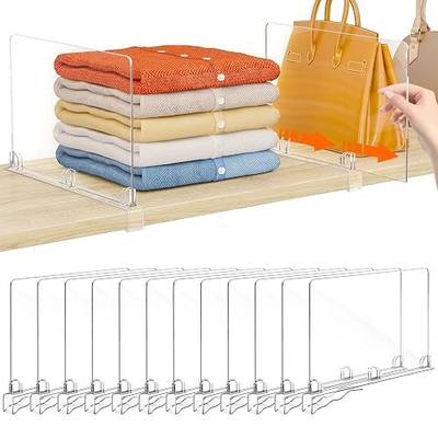 Fixwal 12 PCS Clear Acrylic Closet Shelf Dividers | Detachable shelf organizers for wardrobe organization, wooden shelves, clothes and purse storage