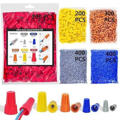 Wire Nuts Assortment Kit 1500 PCS Insulating Insert Twist Electrical Wire Connectors Nuts, Springs Screw Terminals Wire Caps for Wire Connection, 5 Sizes