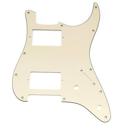Musiclily Pro 11 Holes ST HH Guitar Pickguard with Covered Humbucker 2-Pot Layout for Fender Squier Strat Style Electric Guitar, 3Ply Cream
