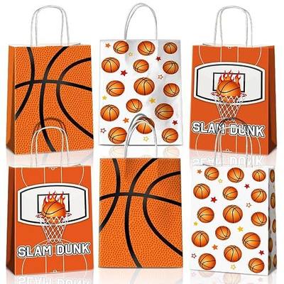 JOYGATHER 24 Pcs Basketball Party Favors Bags with Handles, Basketball Goodie Gift Candy Treat Snack Bags with 3 Different Types for Birthday Party Supplies