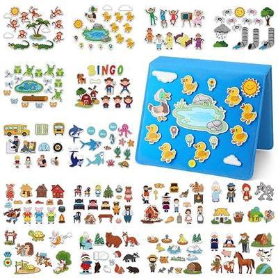 16 Pack Felt Board Story Sets Flannel Felt Story Board Pieces with a Multi Functional Pieces Storage Binder and 16 Pcs Pocket for Activities Time(Fairy Stories)