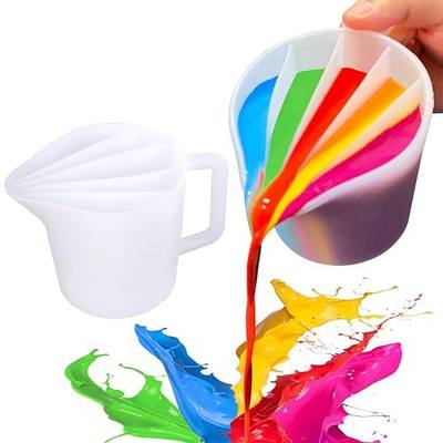 Kunyeah Split Cup with Handle 17OZ/500ML Silicone Cup for Paint Pouring Fluid Art Split Cup Acrylic Paint Pour Cup DIY Making Crafts Supplies Epoxy Resin Art Drawing Accessories (5 Chambers)