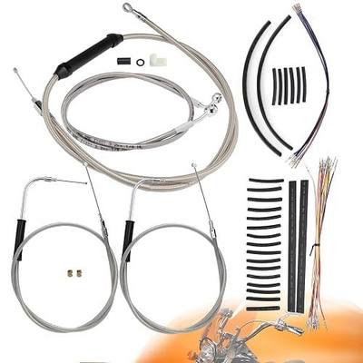 14" Dyna Cables Kit Handlebar Extended CAN-Bus/Turn Signal Wires/Clutch/Throttle Cables/Brake Line for 1996-2006 Non-ABS Dyna FXD Super Glide, FXDWG Wide Glide, FXDL Low Rider, Chrome