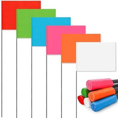 Bekith 300Pack Marking Flags, 15 x 4 x 5 Inch Marker Flags for Lawn, Landscape, Irrigation, Yard, Sprinkler, Training, Stake, Survey (6 Colors)