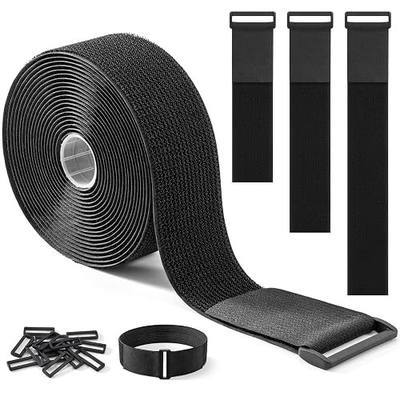 Trilancer 2''x 16Ft Heavy Duty Hook and Loop Straps with 15 Buckles – Adjustable, Cut-to-Length, Reusable Cinch Straps for Securing Cables, Hoses, Pipes, and More