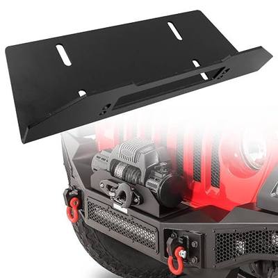 332000T Winch Mounting Plate Fairlead Mount Bracket Fit for Go Rhino Rockline front bumpers, for up to 12,000 pound capacity winch (Galvanized Steel, Textured Black)