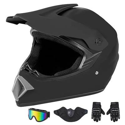 CARTMAN Matte Black Adult Full Helmet Large, DOT Approved ATV Dirt Bike | Matte black full-face. Adult/Teen. DOT ABS, vented, weatherproof, adjustable. Goggles/gloves. Street, dirt, snow.