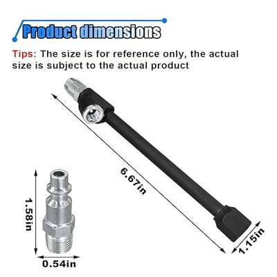 Car Tire Air Chuck Set, 1/4" FNPT Dual Head Air Chuck for Tires with Quick Plug, 2-Way Connect Tire Inflator Chuck, Extended Reach Tire Chuck for Car Tire Inflator Gauge and Air Compressor (Dual Head)