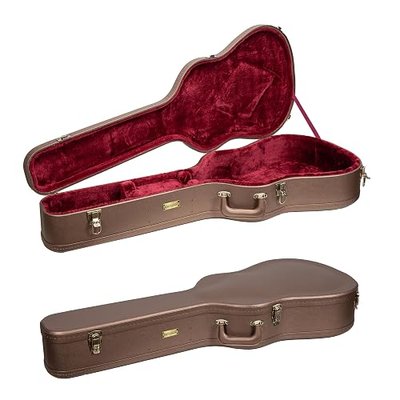 Crossrock Wooden OM Guitar Case for Martin 000-14 Fret | Chocolate Brown Finish, Burgundy Velvet Interior, Lock – Designer Series(CRW520OMCB)