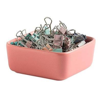 Mecaikru Ceramic Paper Clip Holder, 3.46 in Polished Desk Organizer Bowl | Keeps paper clips, binder clips, rubber bands and small desk items in one easy-to-reach place.