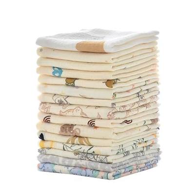 MUKIN Baby Washcloths, Natural Cotton Face Towels, 15 Pack, 10x10 inches