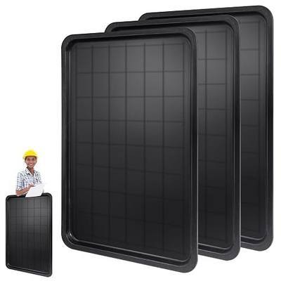 3pc Black Plastic Rectangular Stackable Automotive Drip Pans, 35.2 x 23.4 Inches, Matte or Glossy Finish, 3pc Replacement Range Drip Pans, for Car Maintenance, Cleaning, Pet Care