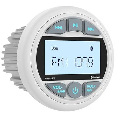 Bluetooth Marine Stereo Receiver: Waterproof Gauge Radio System - Digital MP3 Player 2.8 Inch LCD Display AM FM USB AUX Subwoofer for Boat ATV UTV Off-Road Vehicles