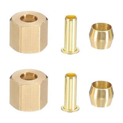 PATIKIL 30Pcs Brass Compression Fittings Assortment Kit, 1/4" Compression Sleeves Ferrules Inserts Nuts for Connecting Air, Fuel, Water, Oil and Inert Gases