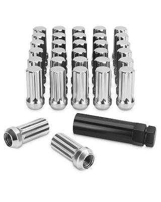 SUCOSO M14x1.5 Lug Nuts,32pcs 14x1.5 Chrome Wheel Nuts with Socket Key | 2 inches Tall Spline Lug Nuts, for Ford F250 Chevy Silverado 1500 GMC Sierra 2500/3500 Ram 2500, Fit 8 Lug Aftermarket Wheels