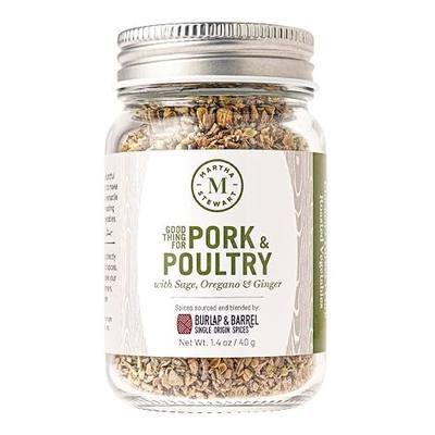 Martha Stewart Pork & Poultry Seasoning - Martha's Own Spice Blend Made with Single Origin Herbs and Spices from Burlap & Barrel - Perfect for Seasoning Roast Chicken and Pork - 1.4 oz Glass Jar