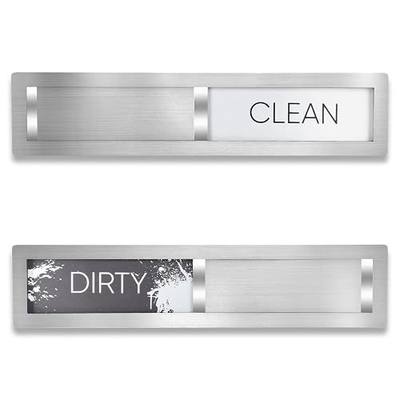 Dishwasher Magnet Clean Dirty Sign, 304 Stainless Steel, Brushed Silver | DIRTY Contrast Background, Smooth Slide, High-Adhesion Magnet, Easy Read, Extra Tape