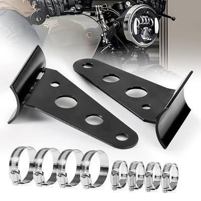 Motorcycle Headlight Bracket with Clamps for 27mm/1.06" to 57mm/2.24" O.D. Fork, Motorcycle Side Fork Mounted Headlight Brackets Kit for Cafe Racer Chopper Bobber Street Tracker Scrambler