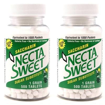 Necta Sweet Sugar Substitute Tablets, 1 Grain, 500 Tablets - 2 Pack