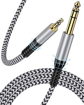 6.35mm to 3.5mm Audio Cable Braided 1/4" TRS Male to 1/8" Male Adapter Cord | 6.6FT Bidirectional Stereo Aux for iPhone Electric Guitar Headphone Speaker Piano Amplifier Home Theater Mixer Console Studio