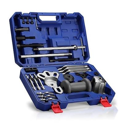 WORKPRO 9-Way Slide Hammer Puller Set, 27-Piece Slide Hammer Kit, Wheel Bearing Removal Tool for Front Hub & Rear Axle, Heavy Duty Bearing Puller Set with Carry Box
