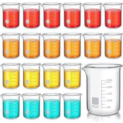 Tanlade 20 Pcs Glass Beaker, Heavy Duty Lab Beaker with Printed, High Borosilicate Class Measuring Cup Bulk Graduation for Laboratories Classrooms or Home (250ml)