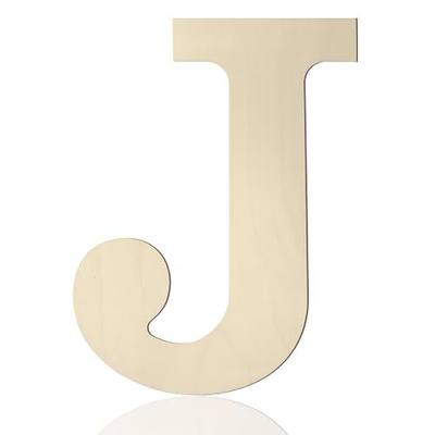 Wooden Letters 12 Inch J, 1/5 Inch Thick Large Wood Letters for Wall Decor | Unfinished Big Wooden Letters Alphabet Sign for DIY Nursery Name Birthday Wedding Party Bedroom Home Wall Decorations