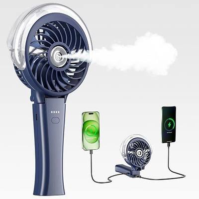 HandFan 4000mAh Upgraded Handheld Misting Fan, 50ml Water Tank, Rechargeable Personal Mister Fan Portable AC, Spray Water Mist Fans, Foldable Cooling Ice Fans for Beach Travel Disney(Royal Blue)