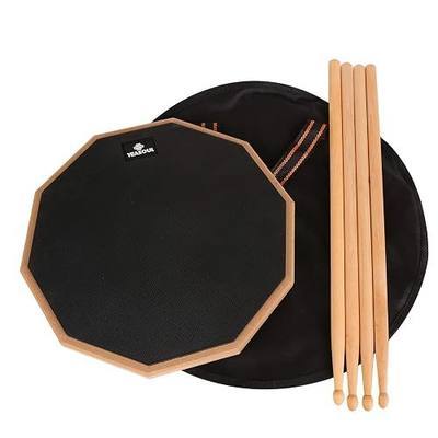 12 inch drum pad,double sided drum pads,snare drum pad with drumsticks and storage bag for drum practice beginner(12'', Black)