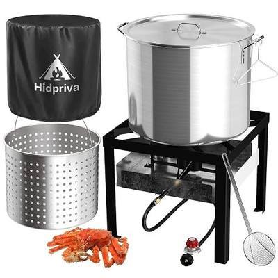 100QT Crawfish Boiler with Basket, 110,000 BTU Propane Jet Burner | Seafood Boil Pot with 20PSIG Regulator, Waterproof Cover & 18-Inch Skimmer, Aluminum Crab & Shrimp Cooker for Outdoor Cooking