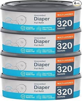 Compatible with Diaper Genie Pails, 4-Pack, 1280 count