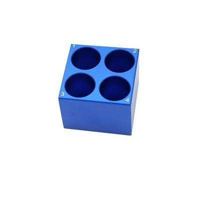 1 Pcs Aluminum Cooler Cooling Block PCR Test Tube Rack 4 Wells for 50mL | 29mm Hole Diameter for PCR/Microcentrifuge Tubes; Enzymes, RNA, Reagents, and Temp-sensitive Samples in Cold Prep (Blue)