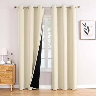 ChrisDowa 100% Blackout Curtains for Bedroom 72 Inches Long 2 Panels Set | 2 Thick Layers, Thermal Insulated, Light Blocking, Grommet, Window Treatment, Living Room Drapes, Light Beige, 42 x 72 Inch