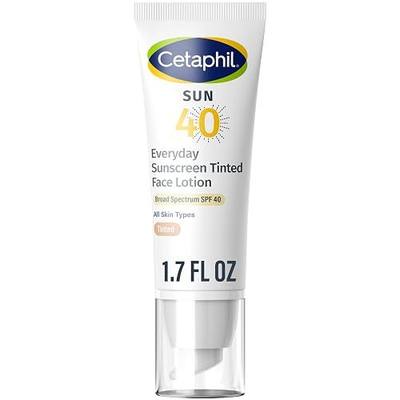 Cetaphil Tinted Mineral Face Sunscreen, SPF 40, Sensitive Skin, 1.7 fl oz | Travel Size, Zinc Oxide & Titanium Dioxide, 100% Mineral UVA/UVB, Lightweight Tinted Lotion, Gentle for Sensitive Skin
