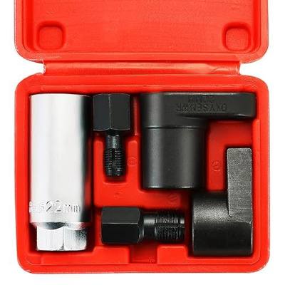 NYXOVA 5pcs Oxygen Sensor Socket, Automotive Oxygen Sensor Socket Set | Automotive O2 Oxygen Sensor Socket Offset Wrench Remover Tool and Thread Chaser Tool, Red