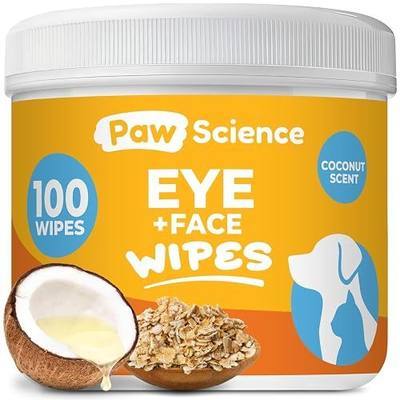 Dog Eye Wipes (100 Count) Hypoallergenic Eye & Face Wipes for Dogs & Cats - Pet Tear Stain Remover & Cleaner - Cleans & Removes Discharge, Crust, & Gunk (Coconut)